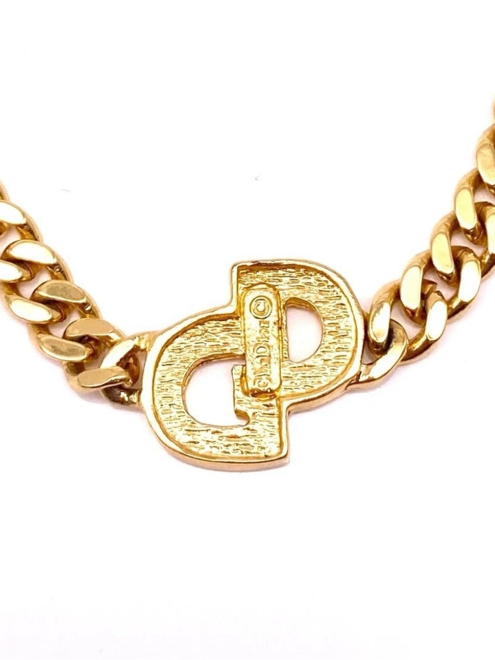 Authentic Vintage Dior Classic CD Logo Monogram Pavé Gold Cuban Link Bracelet - Picture 5 of 6